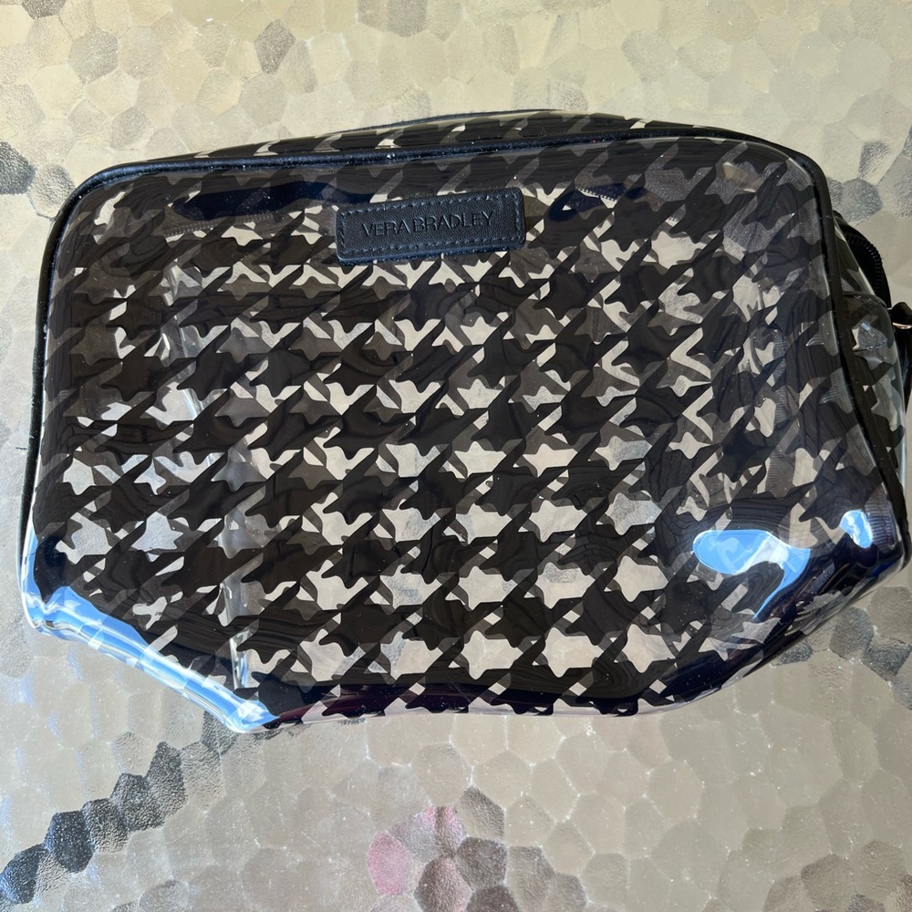 Vera Bradley Black and Gray Toiletry Bag with Houndstooth Pattern